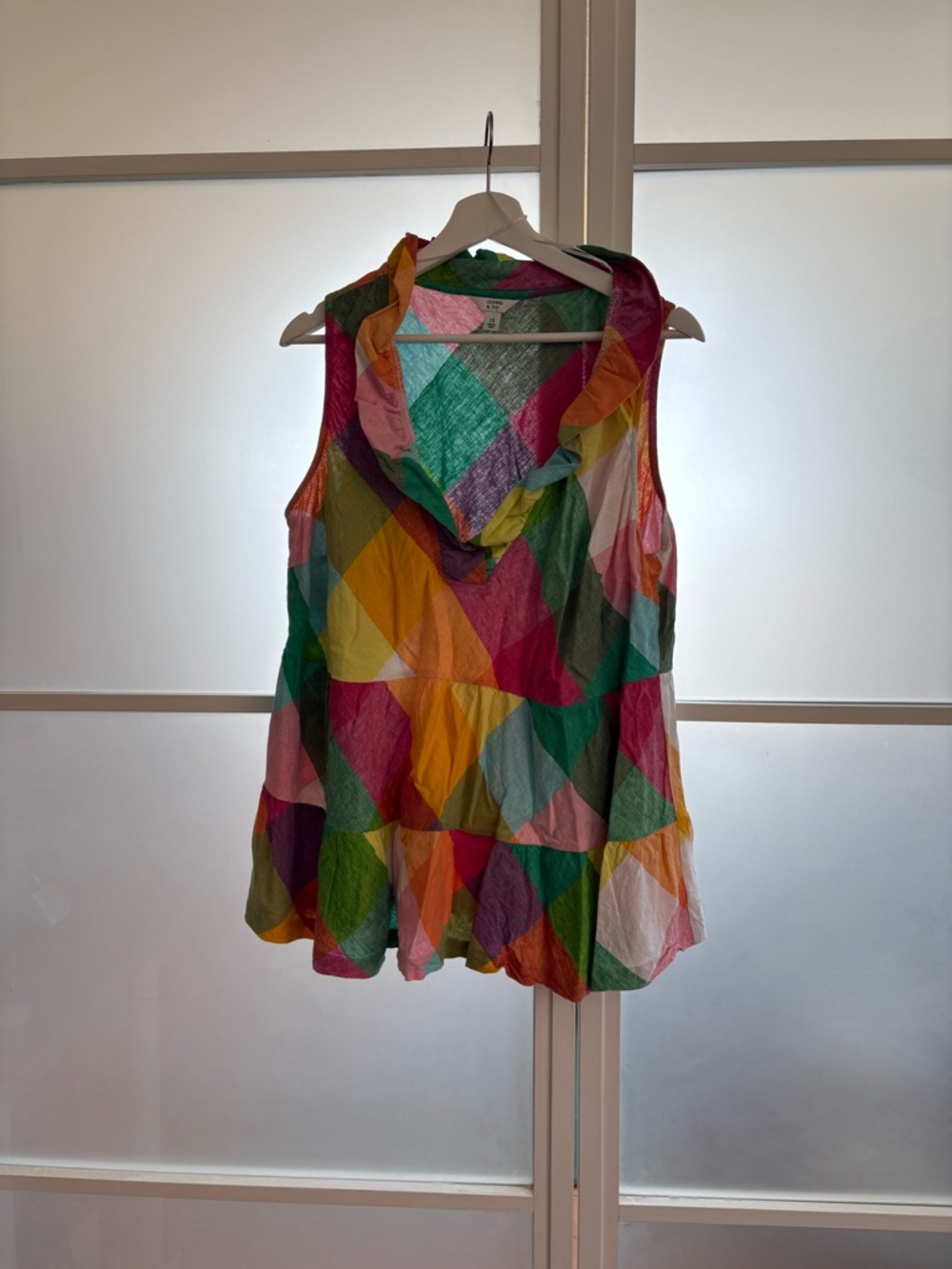 crown & ivy Multicolor ruffled collar top